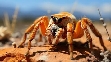 Close-up photo of a Desert Tarantula looking any direction in the Desert. Generative AI