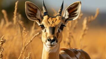 Close-up photo of a Gazelle looking any direction. Generative AI