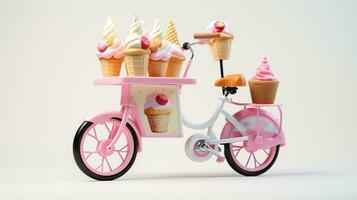 Displaying a 3D miniature Ice Cream Bike. Generative AI photo