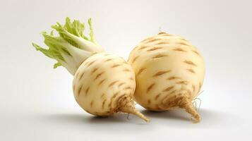 Photo of Celeriac isolated on white background. generative ai