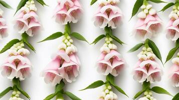 Digitalis flower patterned background. Flower texture background. Generative AI photo