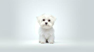 Photo of a maltese on white background. Generative AI