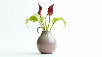 Photo of Pitcher Plant flower in pot isolated on white background. Generative AI