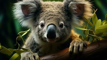 Close-up photo of a Koala looking any direction on jungle. Generative AI