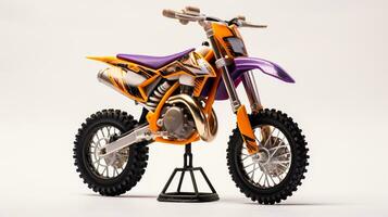 Displaying a 3D miniature Dirt Bike. Generative AI photo