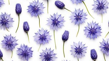 Cornflower flower patterned background. Flower texture background. Generative AI photo