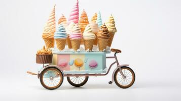 Displaying a 3D miniature Ice Cream Bike. Generative AI photo