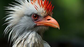 Close-up photo of a Secretary Bird looking any direction on jungle. Generative AI