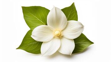 Photo of beautiful Trillium flower isolated on white background. Generative AI