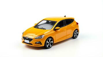 Displaying a 3D miniature Hatchback car. Generative AI photo