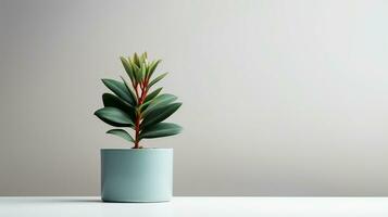 Photo of Lambs Ear flower in pot isolated on white background. Generative AI