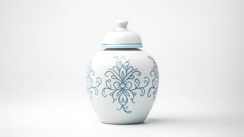 Photo of Minimalis chinese jar isolated on white background.