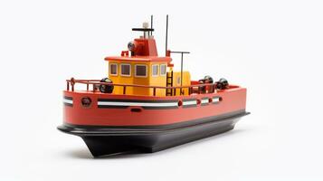 Displaying a 3D miniature Tugboat. Generative AI photo