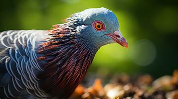 Close-up photo of a Pigeon looking any direction. Generative AI