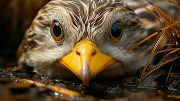 Close-up photo of a Duck looking any direction. Generative AI