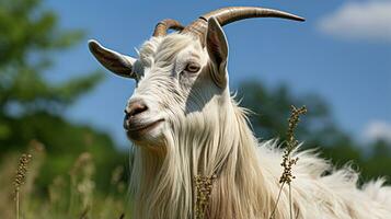 Close-up photo of a Goat looking any direction. Generative AI