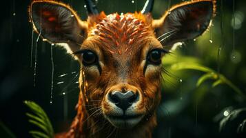 Close-up photo of a Antelope looking any direction on jungle. Generative AI