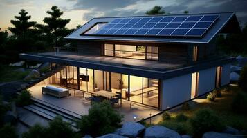 Minimalist home with solar panels photo