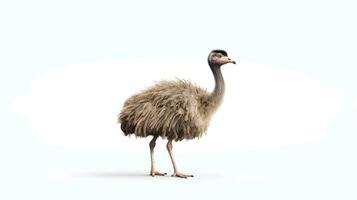 Photo of a ostrich on white background. Generative AI