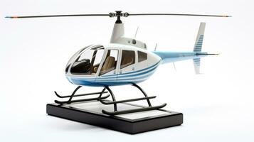 Displaying a 3D miniature Robinson R44. Generative AI photo