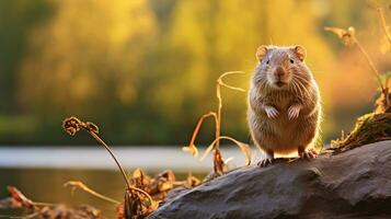 de cerca foto de un bolsillo ardilla de tierra mirando en su hábitat. generativo ai