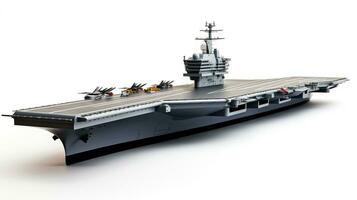 Displaying a 3D miniature Aircraft Carrier. Generative AI photo