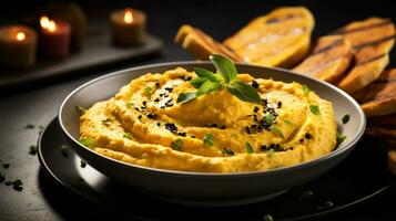Photo of Acorn Squash Dip as a dish in a high-end restaurant. Generative AI