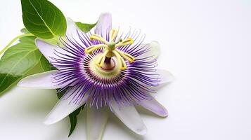 foto de hermosa pasionaria flor aislado en blanco antecedentes. generativo ai