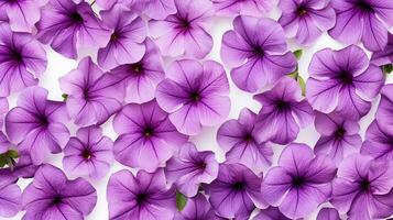 Petunia flower patterned background. Flower texture background. Generative AI photo