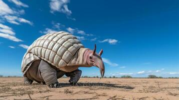 foto de un armadillo debajo azul cielo. generativo ai