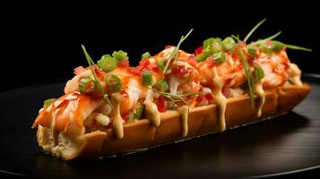 Photo of Lobster Rolls as a dish in a high-end restaurant. Generative AI