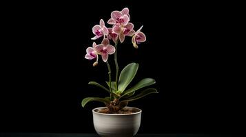 foto de mono orquídea flor en maceta aislado en blanco antecedentes. generativo ai