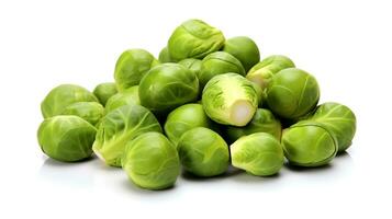 Photo of Brussels sprouts isolated on white background. generative ai