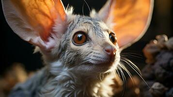 Close-up photo of a Desert Jerboa looking any direction in the Desert. Generative AI