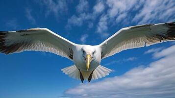 Photo of a Albatross under Blue Sky. Generative AI