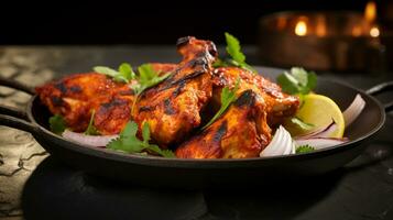 Photo of Tandoori Chicken as a dish in a high-end restaurant. Generative AI