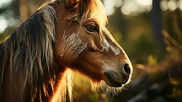 de cerca foto de un caballo mirando ninguna dirección. generativo ai