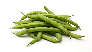 Photo of Green beans isolated on white background. generative ai