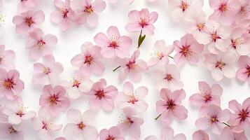 Cherry Blossom flower patterned background. Flower texture background. Generative AI photo