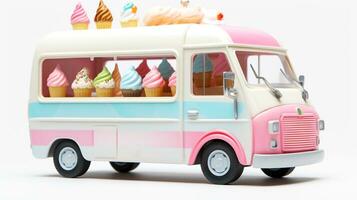 Displaying a 3D miniature Ice Cream Truck. Generative AI photo