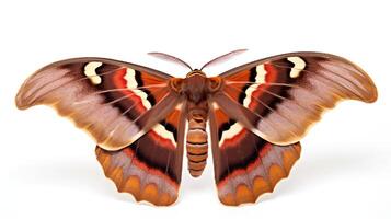 Photo of beautiful butterfly with brown color isolated on white background. generative ai