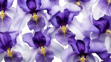 Iris flower patterned background. Flower texture background. Generative AI photo