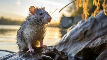 Close-up photo of a Crested Rat looking in their habitat. Generative AI