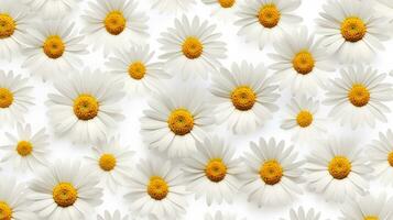 Daisy flower patterned background. Flower texture background. Generative AI photo