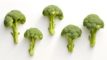 Photo of Broccoli isolated on white background. generative ai