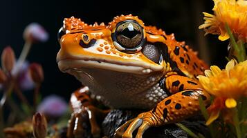 Close-up photo of a Frog looking any direction. Generative AI