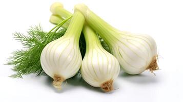 Photo of Fennel isolated on white background. generative ai