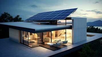 Minimalist home with solar panels photo
