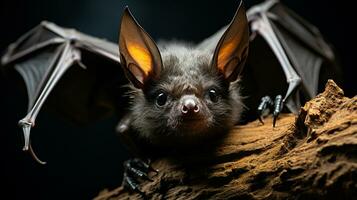 de cerca foto de un vampiro murciélago mirando ninguna dirección. generativo ai