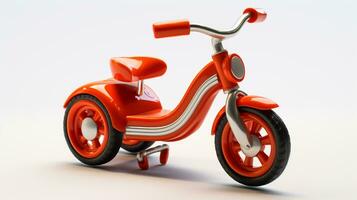 mostrando un 3d miniatura triciclo. generativo ai foto